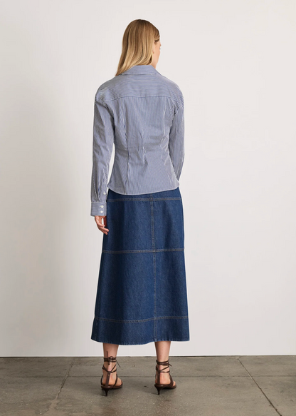 Long Sleeve Oakley Top in Blue/Optic White