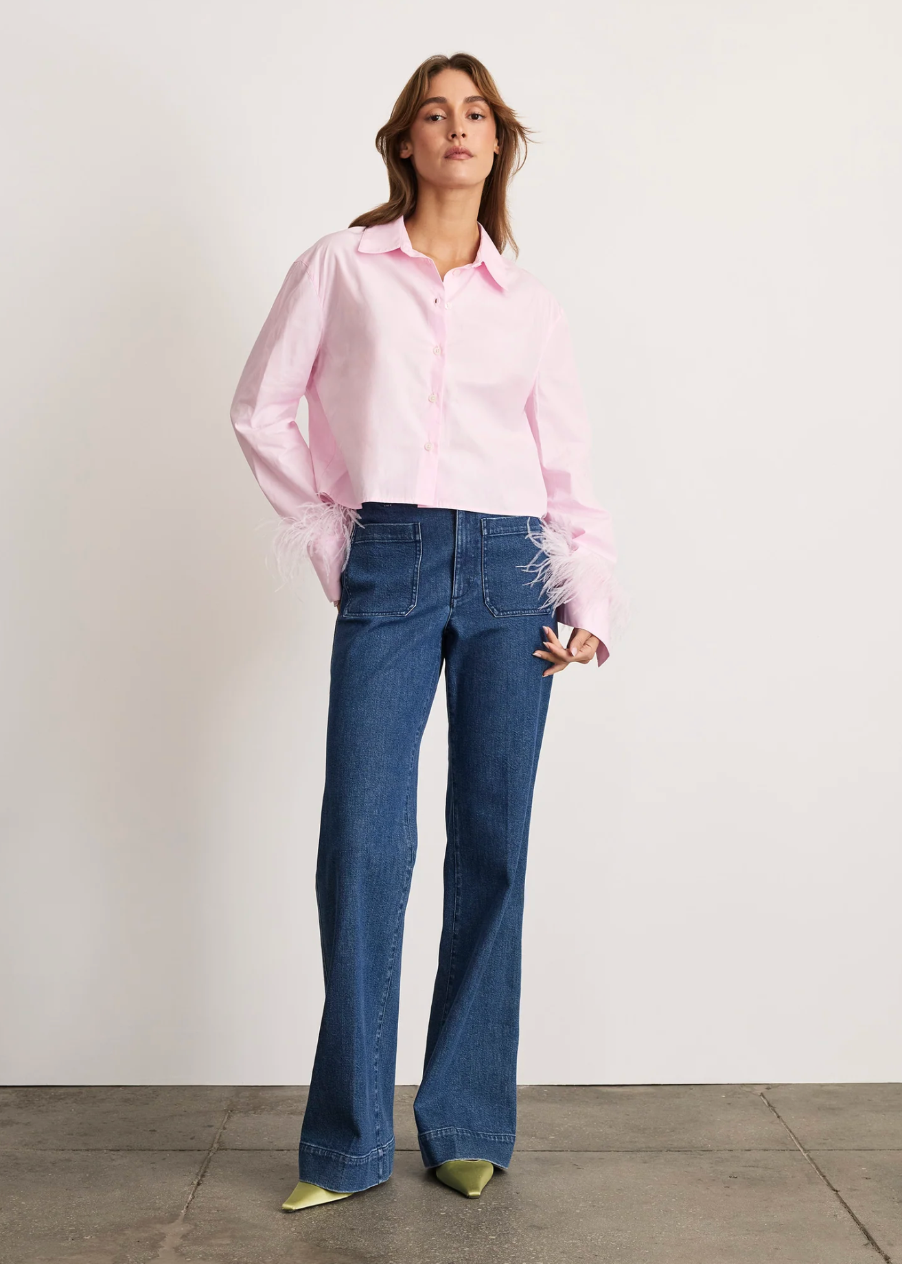 Largaux Feather Top in Baby Pink