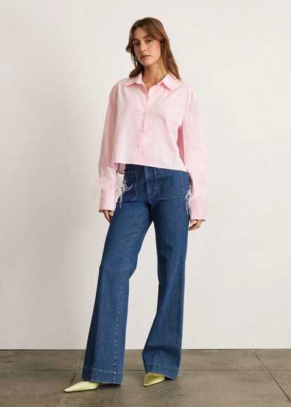 Largaux Feather Top in Baby Pink