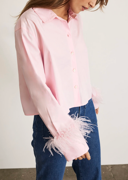 Largaux Feather Top in Baby Pink