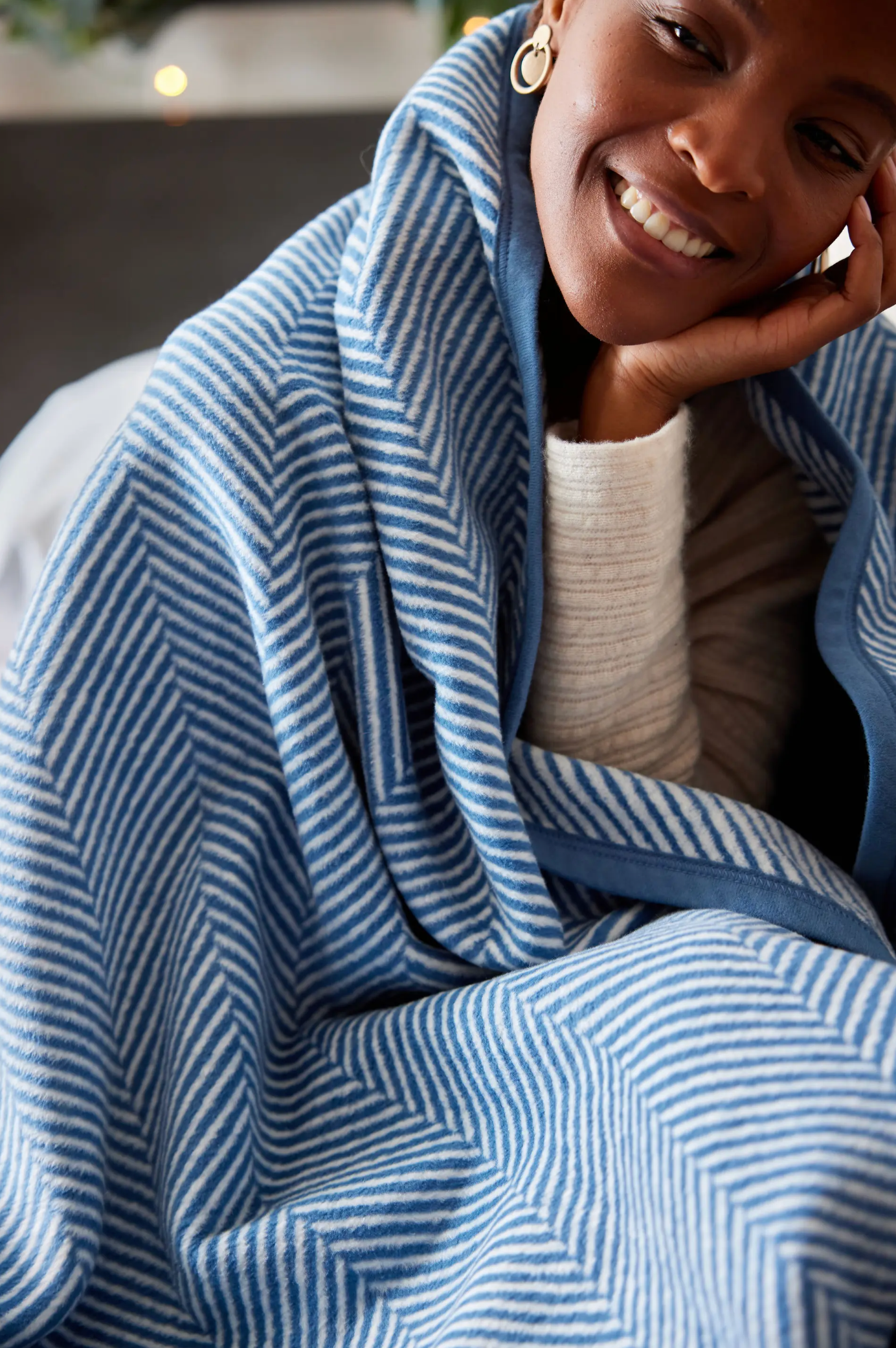 Harborview Herringbone Cornflower Blanket