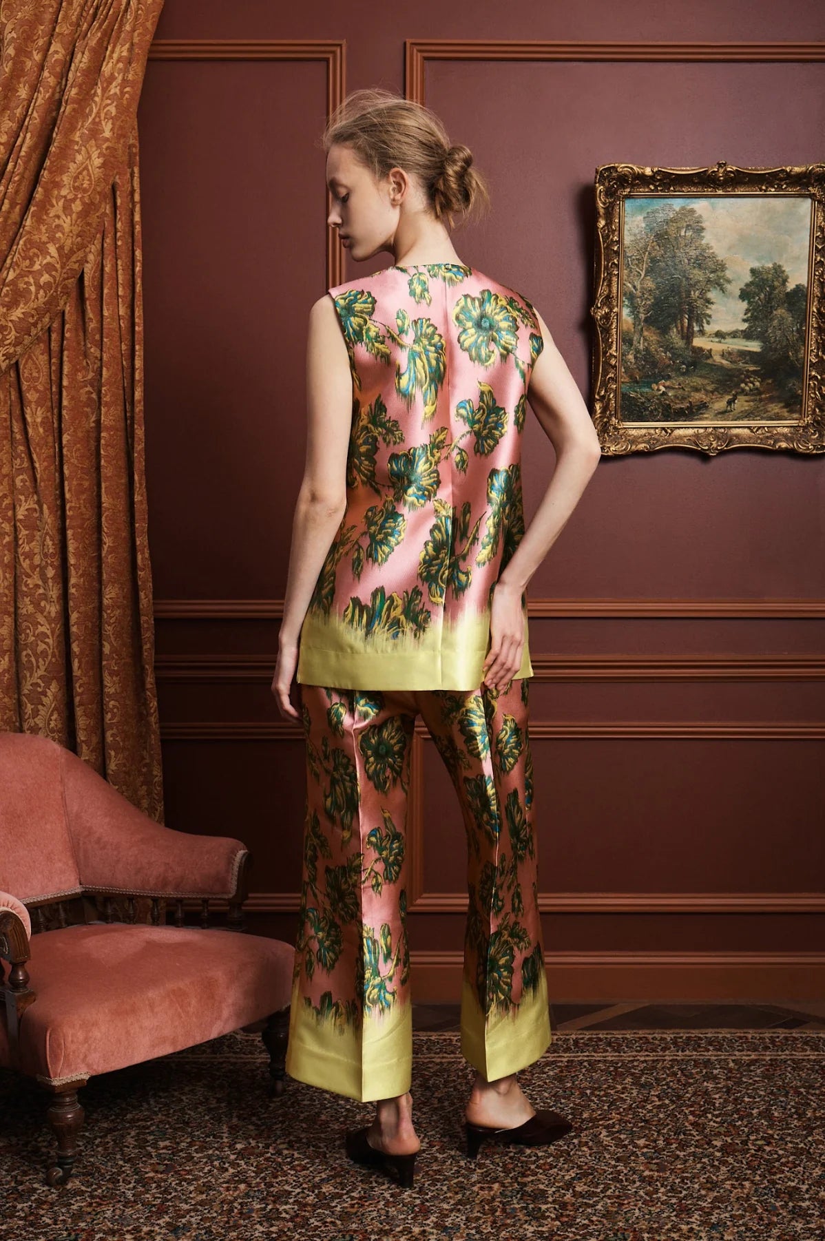 Faye Pant in Pink/Yellow Floral