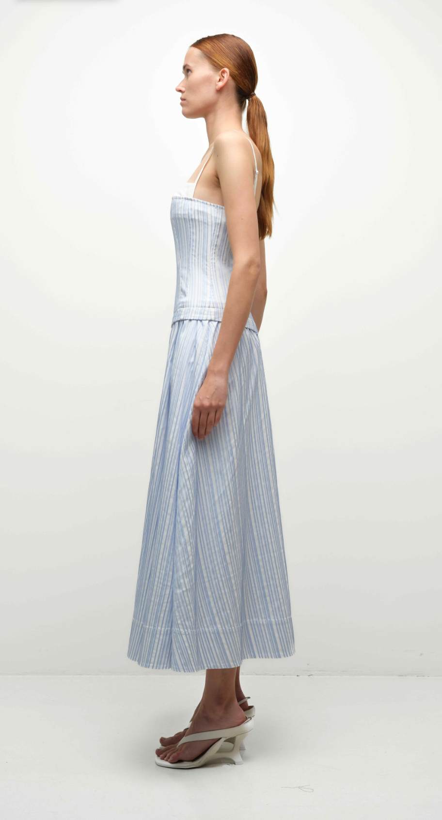 Quinlin Midi Dress in Blue Stripe