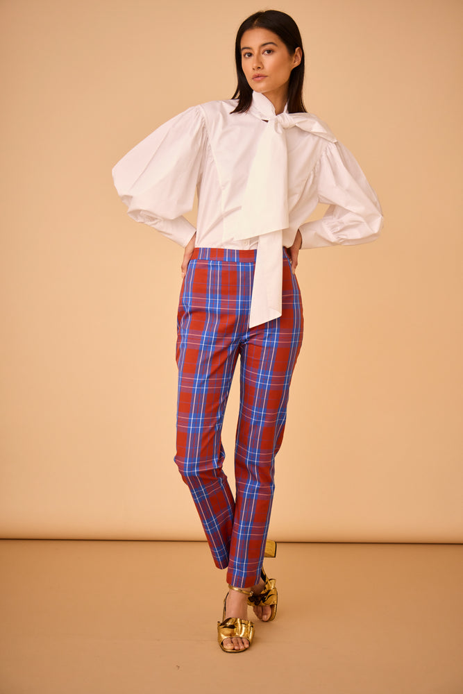 Carson Pant in Stretch Plaid