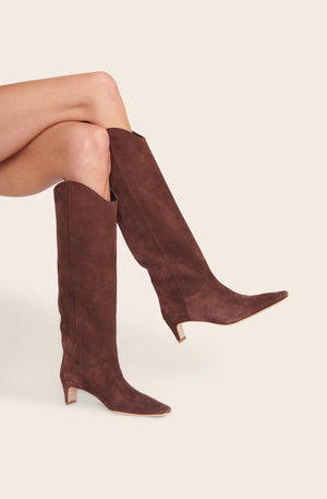 Western Wally Boot in Mahogany Suede