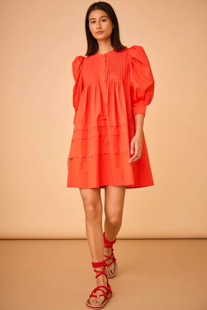 Sidney Dress in Red Orange