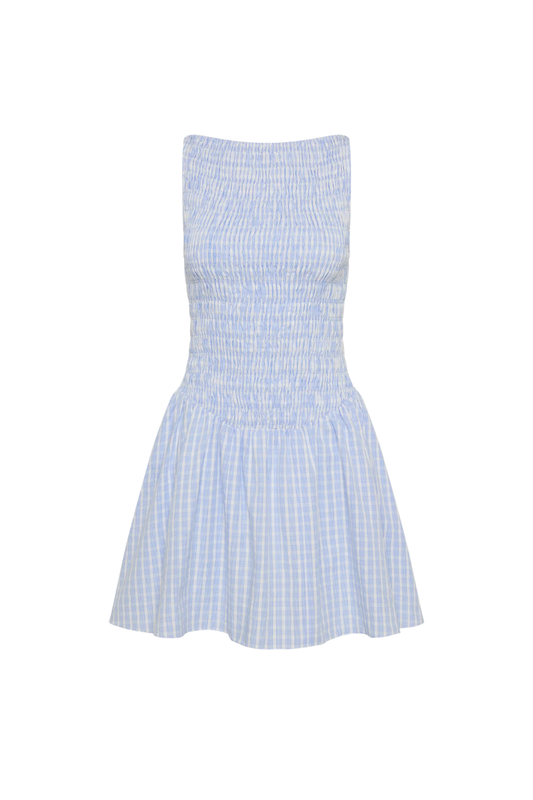 Martina Mini Dress Paloma Check Light Blue White