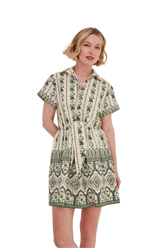 Asbury Mini Dress in Vining Flora Green