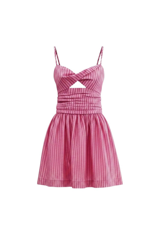 Calla Mini Dress in Poppy Bark Stripe