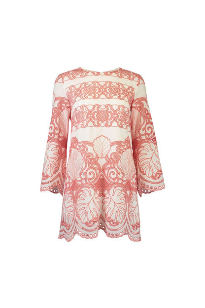 Stevie Dress in White/Coral