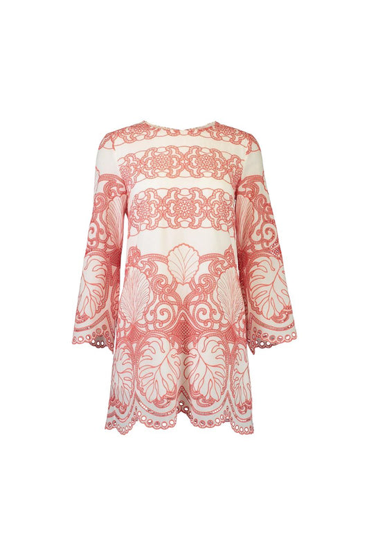 Stevie Dress in White/Coral