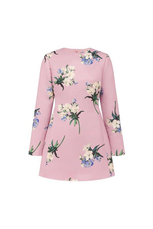 Aliza Mini Dress in Pastel Pink Bouquet Print