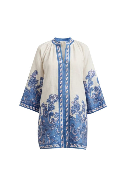 Lumi Dress in Brocade Azul