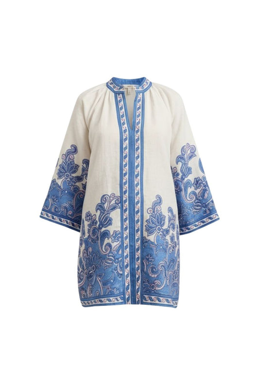 Lumi Dress in Brocade Azul