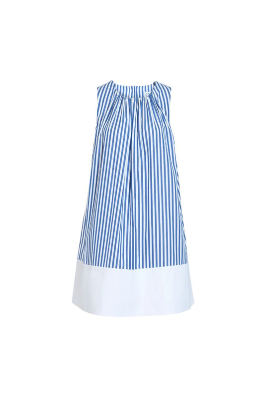 Hallie Dress in Optic White/French Blue
