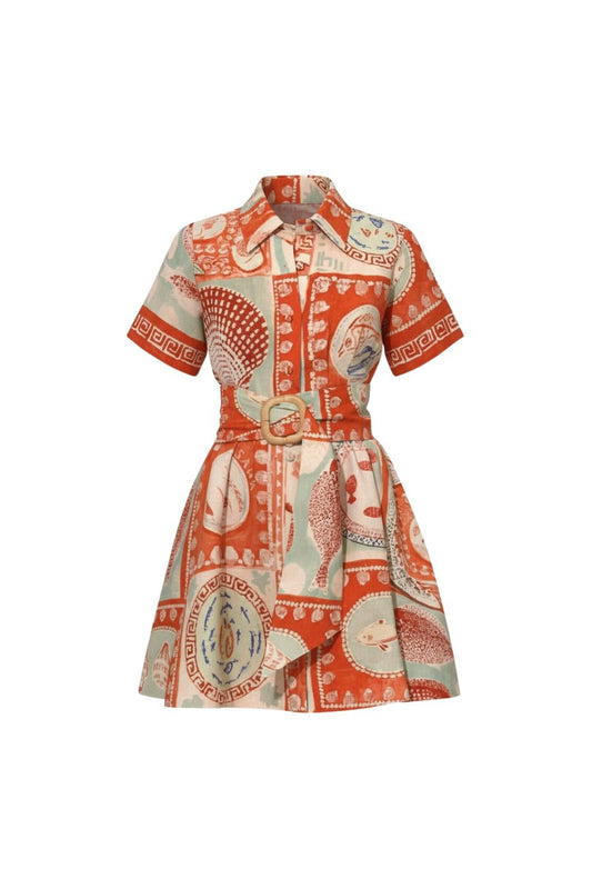 open lace back dress WEST DRESS- ORANGE STRIPE – Wilson and Hunter main image 1