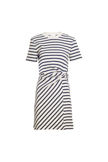 Short Striped Cody Dress in Cream/Classic Navy