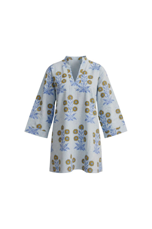 Douce Dress Mini in Marigold on Thin Stripe