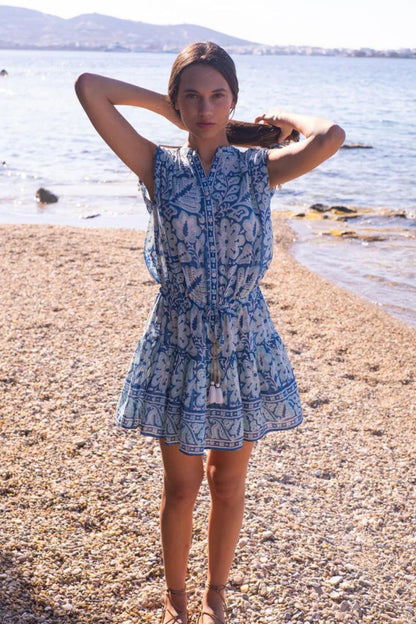 Paula Mini Dress in Turquoise Floral