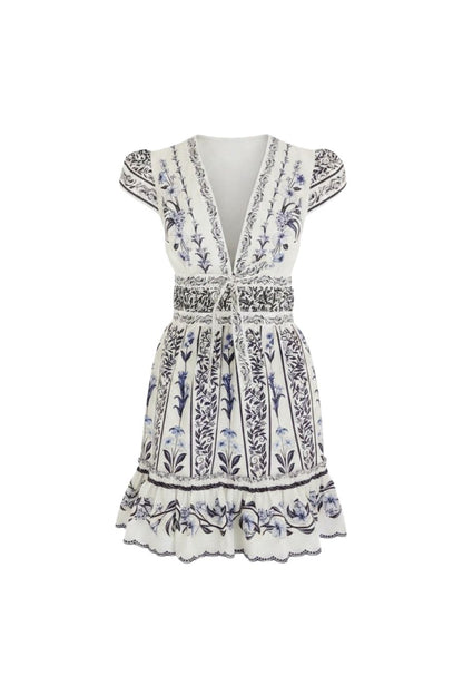 Flowers Arch Mini Dress in Off-White