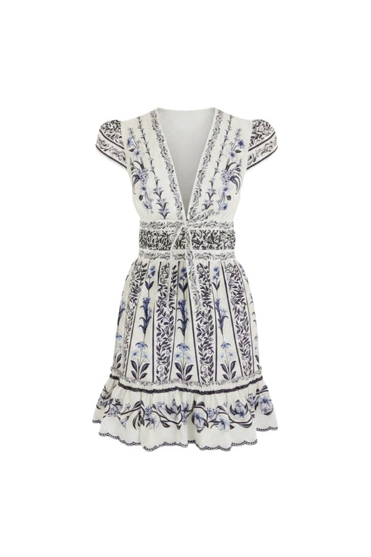 Flowers Arch Mini Dress in Off-White