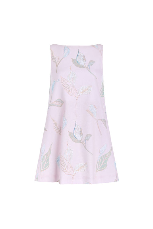Pleated-Back Mini Dress in Rose Peach Lily