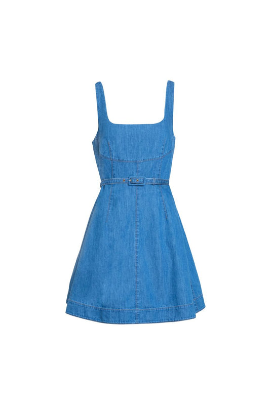 Paige Dress in Medium Indigo Blue