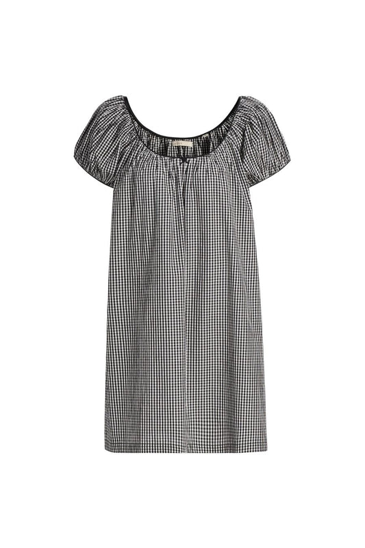 Julia Dress in Noir La Maddalena Gingham