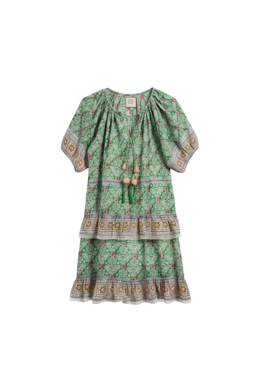Roxy Mini Dress in Green/Pink Flower