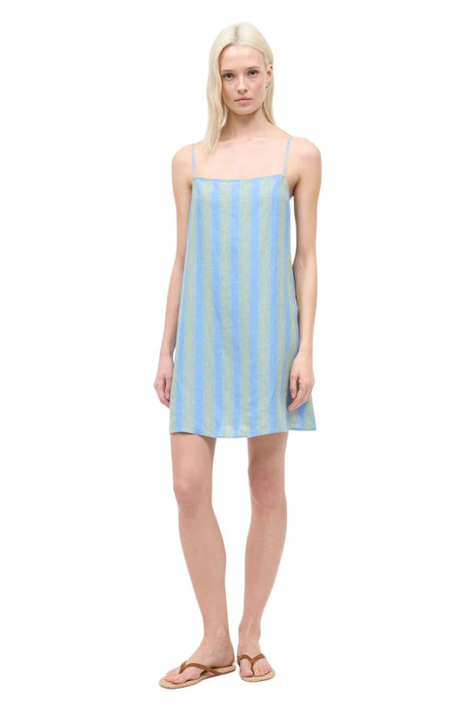 Laura Linen Mini Dress in Seaport Stripe