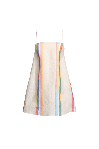 Laura Linen Mini Dress in Day Stripe