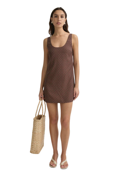 Evie Dress in Chocolate Vanilla Polka Dot