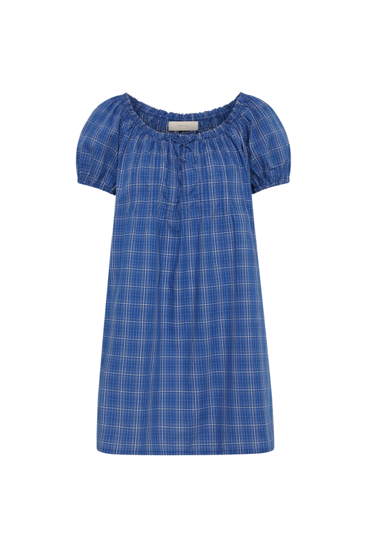 Costa Mini Dress Flor Check Cobalt