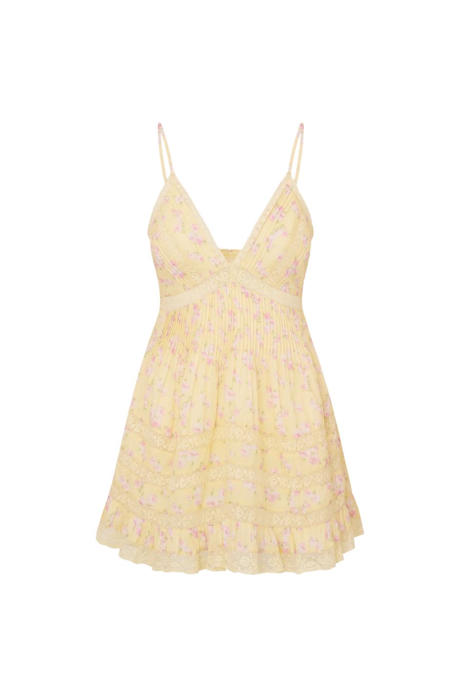 Alonna Floral Mini Dress in Lemon Spritz