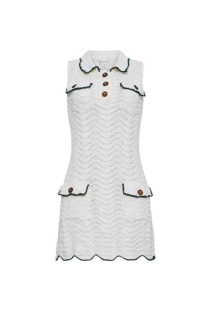 Sheena Mini Dress in Green and Ivory Wave