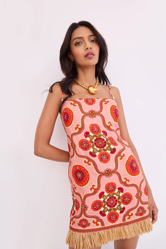 Valencia Mini Dress in Mod Floral Brick