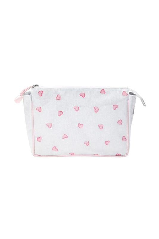 Hearts Large Makeup Bag in Pink