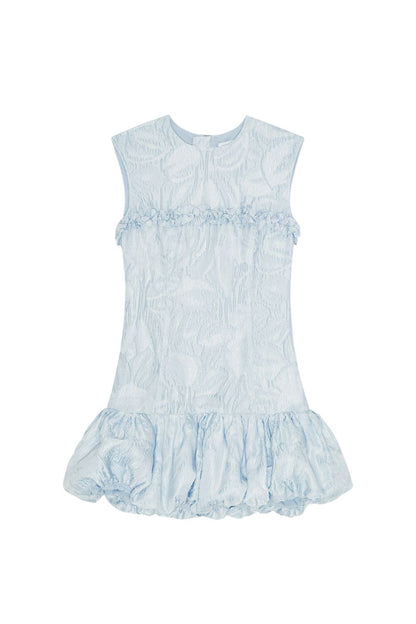 Blue Textured Cloque Corset Mini Dress
