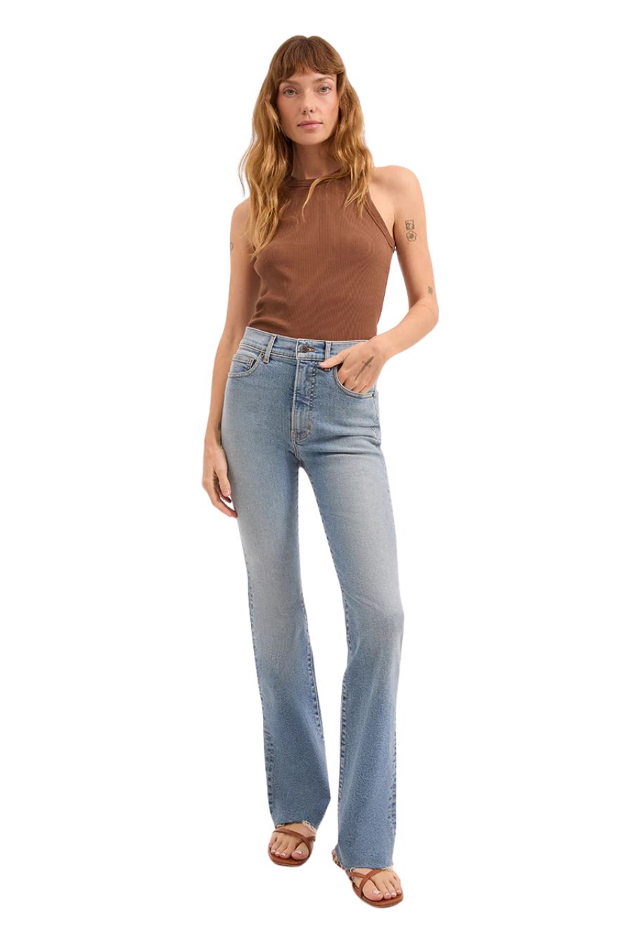 Cameron Raw Hem Bootcut Jean in Riviera Breeze