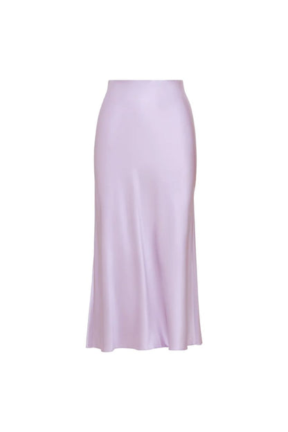 Clover Stretch-Silk Slip Skirt in Soft Lilac
