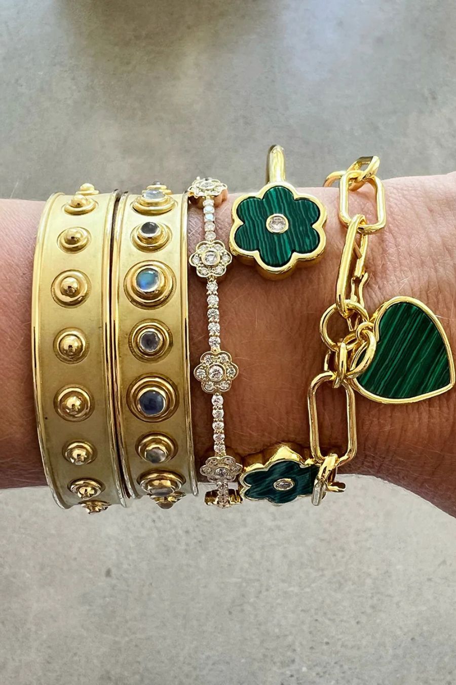 Petite Petal Cuff in Malachite