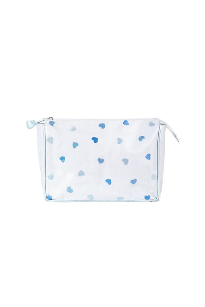 Josie Heart Large Makeup Bag in Blue