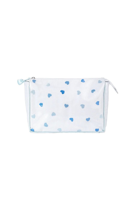 Josie Heart Large Makeup Bag in Blue