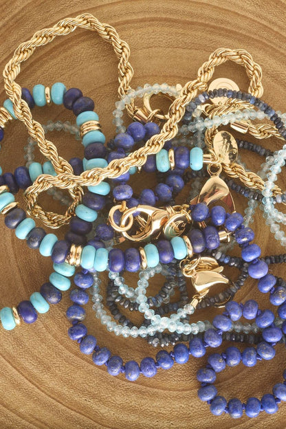 Diamond Cut Double Wrap Kyanite Beaded Necklace