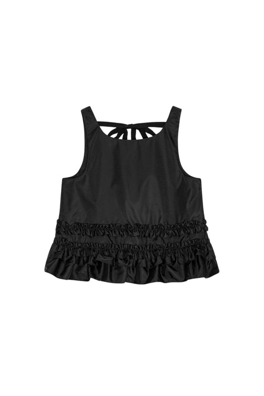 Black Duchesse Nylon Frill Top