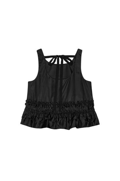 Black Duchesse Nylon Frill Top