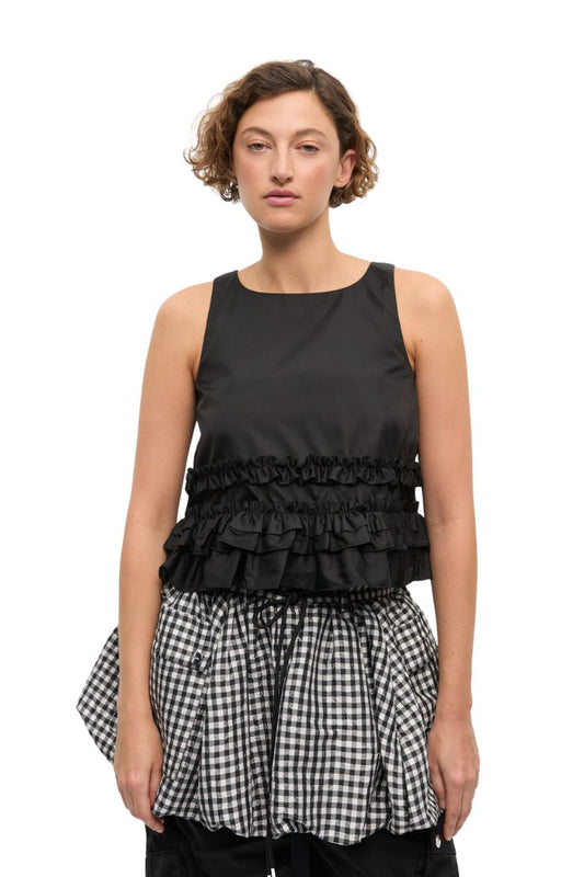 Black Duchesse Nylon Frill Top