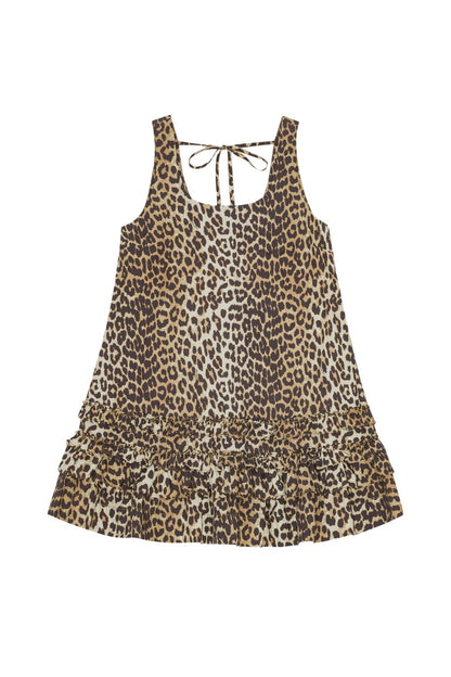 Leopard Cotton Poplin Mini Dress