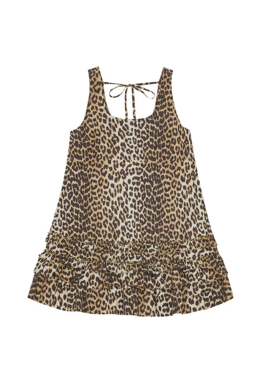 Leopard Cotton Poplin Mini Dress
