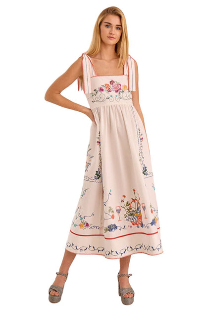 Stefy Dress in Multi Embroidery